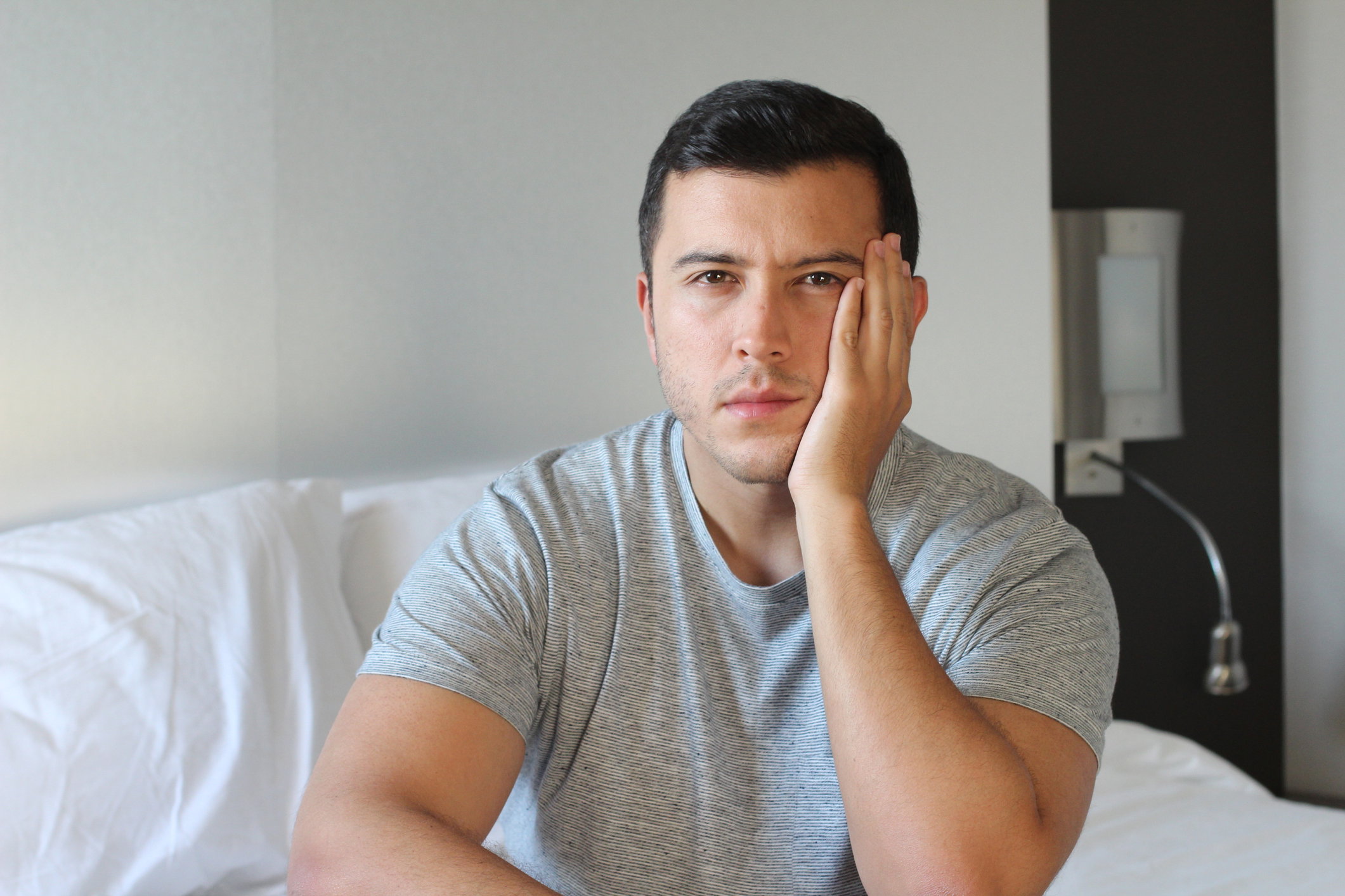 Man looking at camera with despair