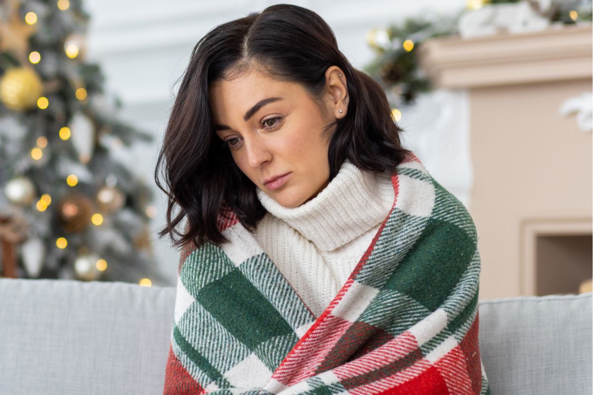 smutna kobieta w święta