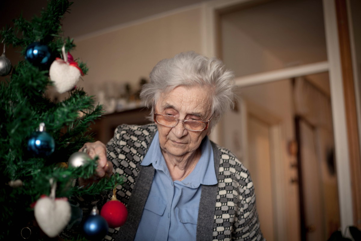 staruszka z choinką