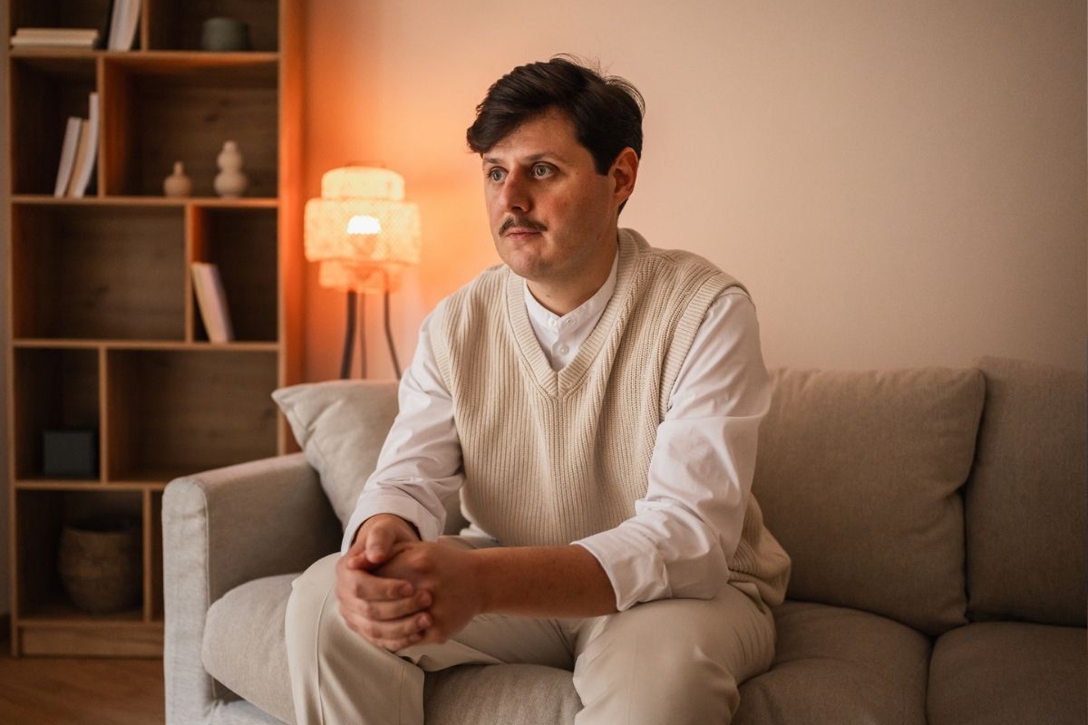 mężczyzna 30+ smutny