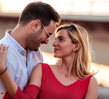Beautiful couple in love outdoors