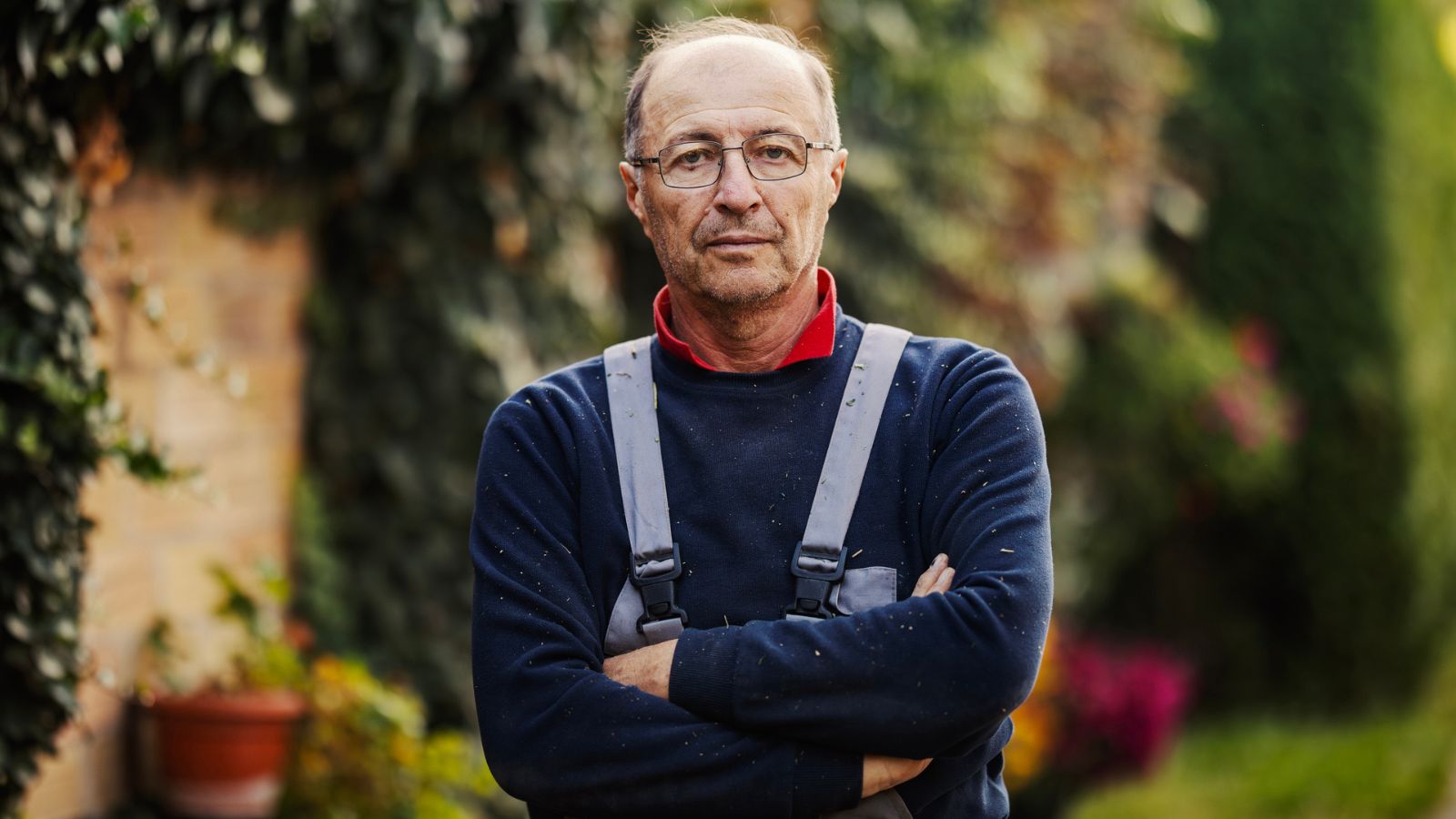 mężczyzna 60+ w ogrodzie