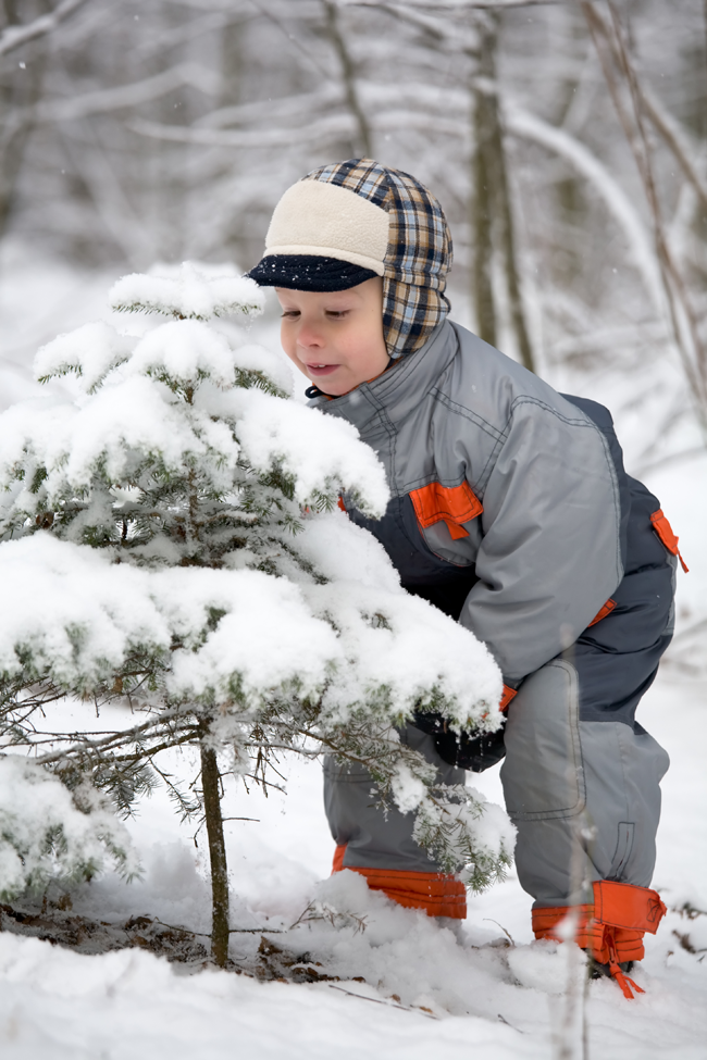 Wnuczek na zimowych zwiadach
