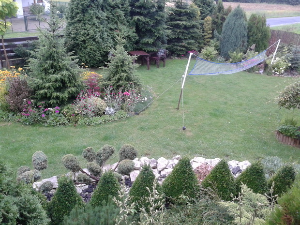 Wśród kwiatów i krzewów jest również miejsce na zabawę.