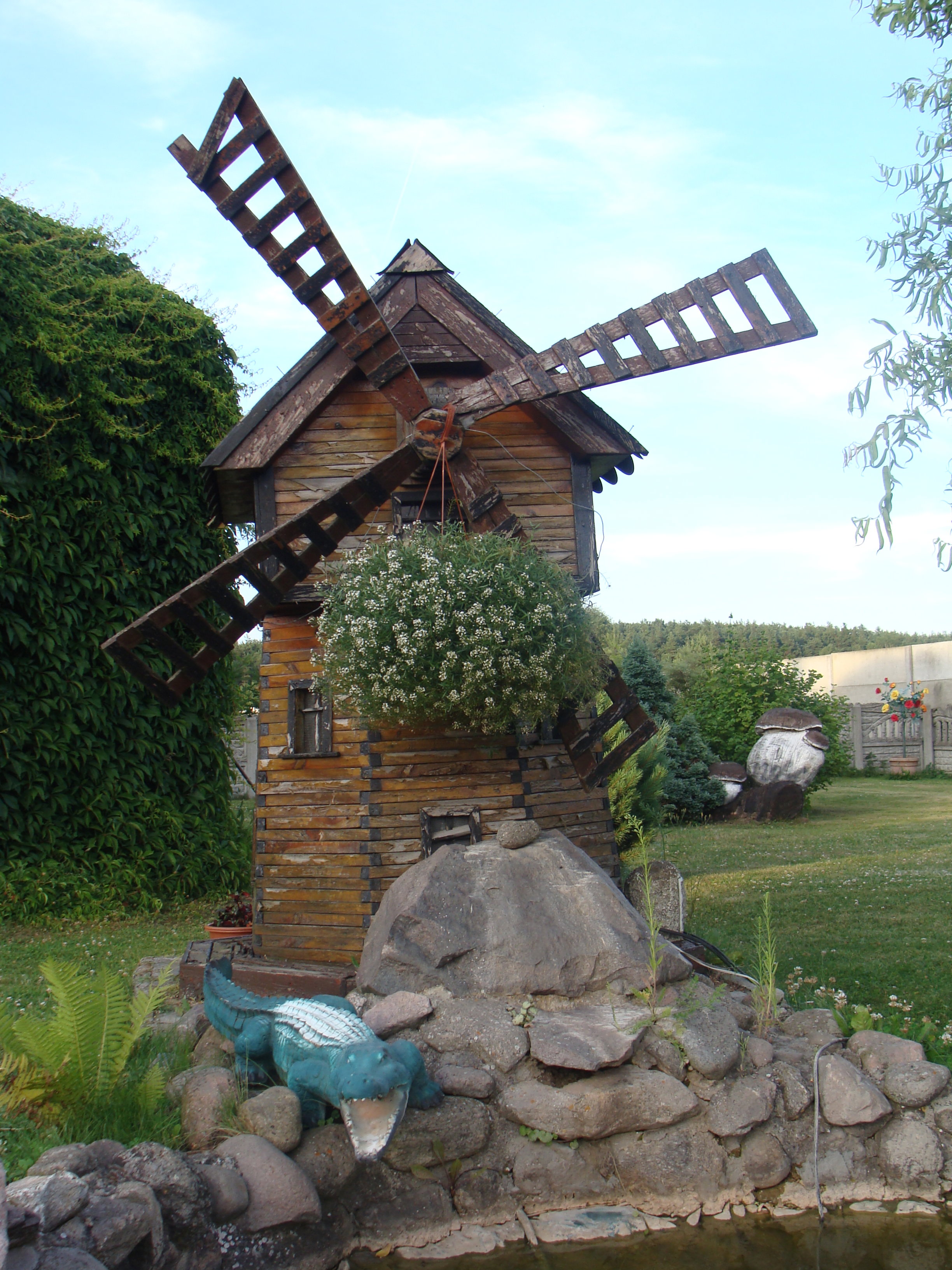 Wiatrak nad oczkiem wodnym