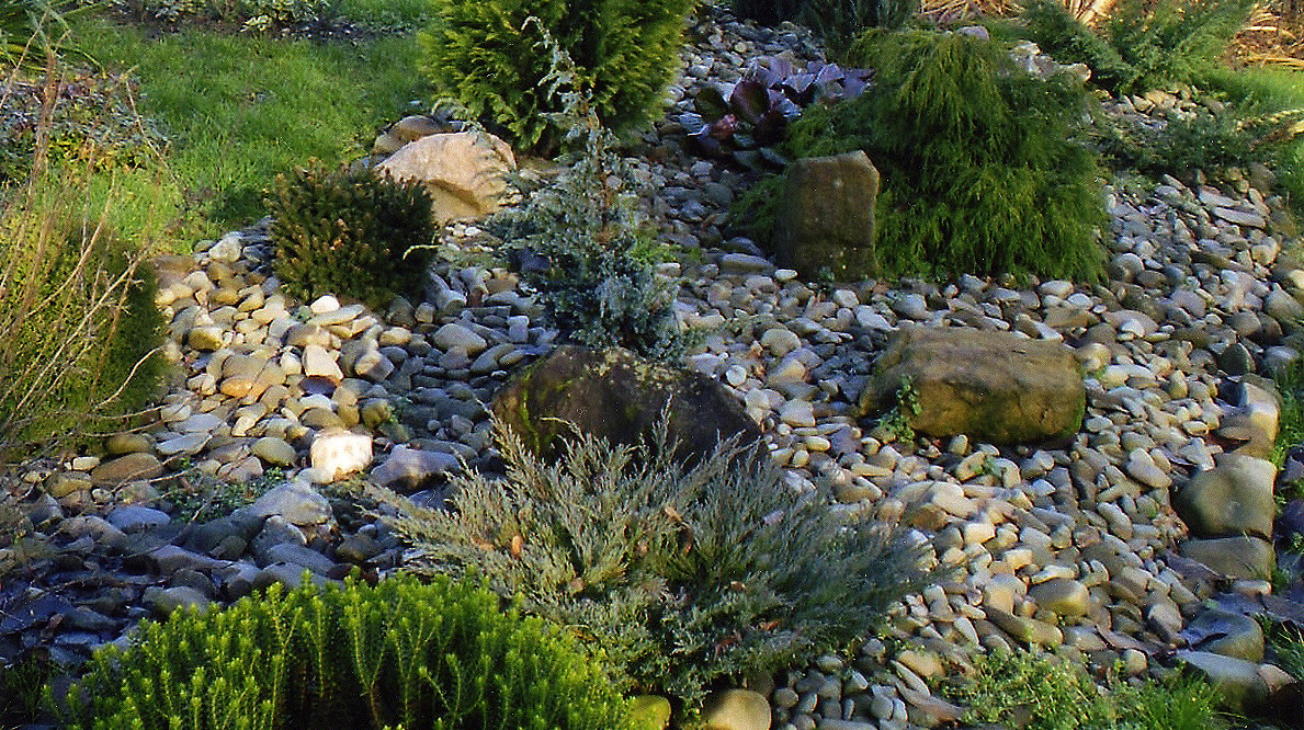 „Kamienna rzeka tworzy efektowne zakola wśród iglaków”, pisze Ewa Maria Stańdowicz. 