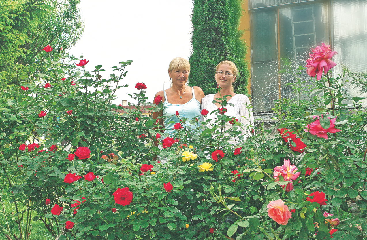 Agnieszka Huber z mamą Anną wśród kolorowych róż. 