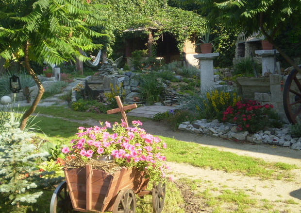 ogrodem zajmujemy się z mężem sami jest to nasza odskocznia od codziennośći i relaks ogród ma jakieś 9lat na początku było tu same gruzowisko .