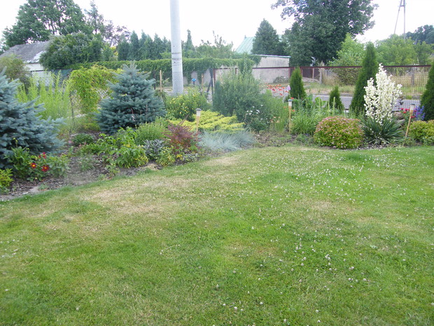 widok z tarasu na główną rabatę