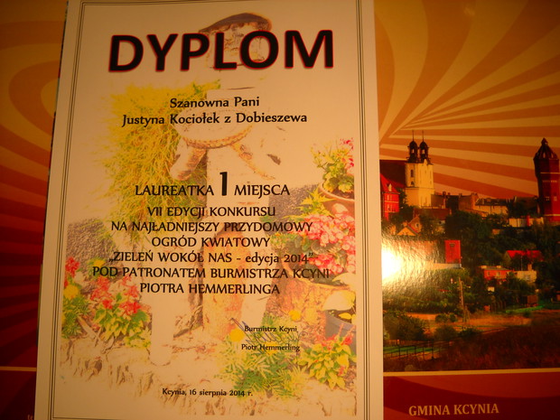 Nagroda za Najpiękniejszy Zakątek w gminie Kcynia.