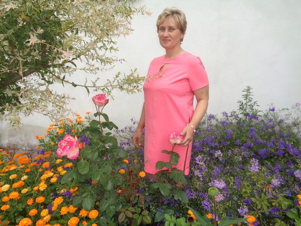 Połączeni róż z kwiatami jednorocznymi.