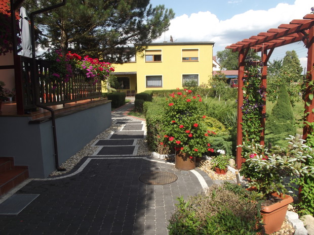 Wiele pomysłów na nowe aranżacje Leokadia czerpie z czasopism ogrodniczych, tak jak pomysł na kaskadę z pelargonii.