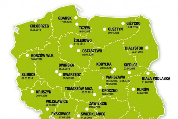 Mapa spotkań w ramach akcji Ogród Marzeń