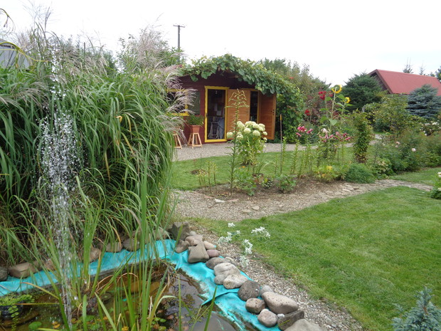 Widok na działkę od kompostownika.