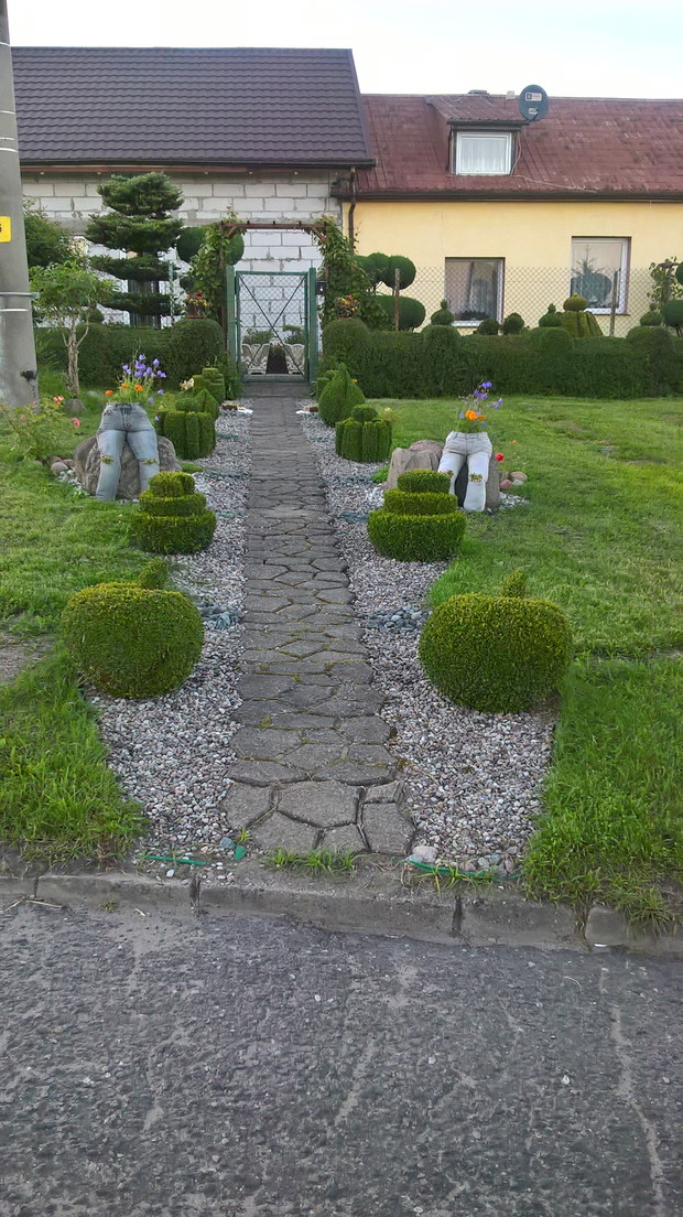 wejście do domu od strony ulicy i moje najmniejsze "strzyżeńce" ")