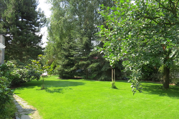 Granica, gdzie przenikają się wzajemnie ogród ozdobny i sad, a raczej sadzik niewielki. Chociaż i ta część ogrodu jest wielce ozdobna wiosną, gdy kwiaty i jesienią, gdy owoce.