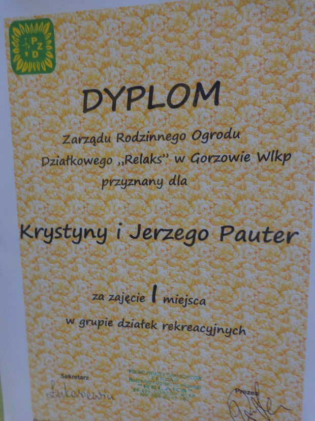 mój dyplom ,pierwsze miejsce działka nasza dostała 