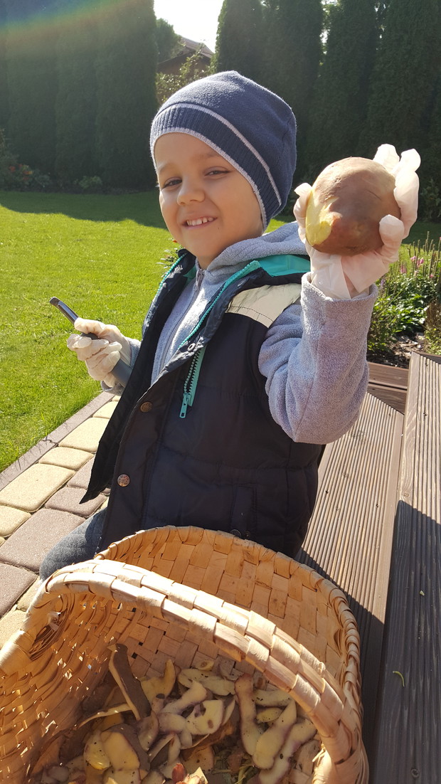 Jesienne zdjęcie - choć już chłodno dalej korzystamy z ogrodu choćby po to, aby obrać ziemniaczki na obiad !