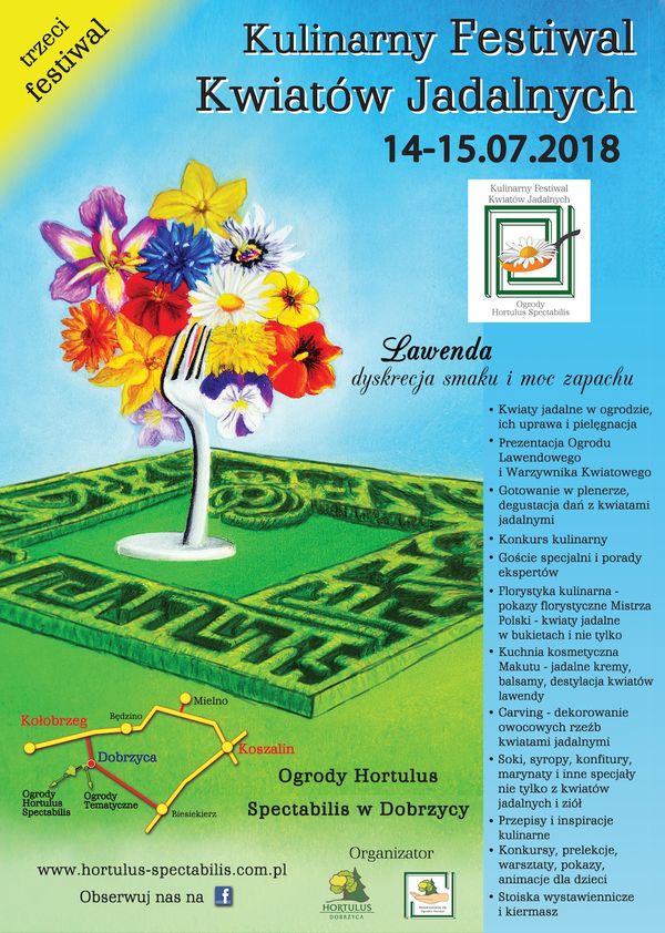 Plakat promujący tegoroczny Festiwal Kwiatów Jadalnych