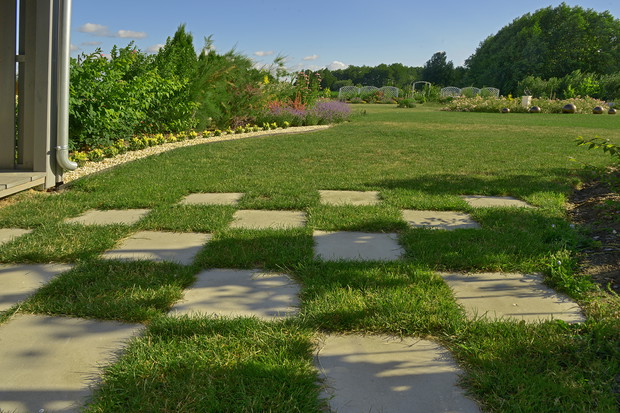 Rytm chodnikowych płyt przypomina podłogę pałacowego holu. może ktoś poranną rosą zatańczy tu wiedeńskiego walca.