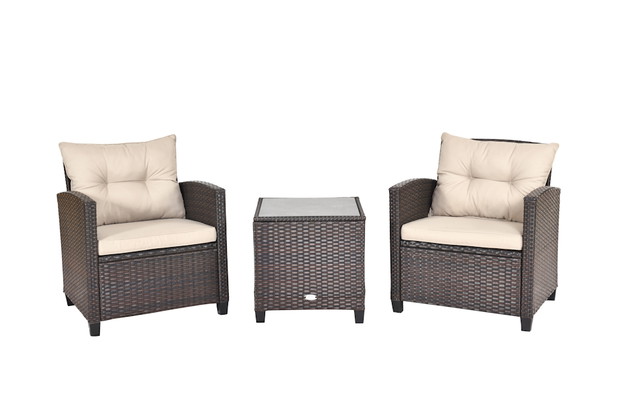 Komplet mebli rattanowych – stolik i dwa krzesła, Costway