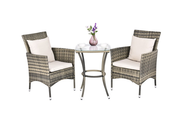 Meble ogrodowe rattanowe – stolik i dwa krzesła, Costway