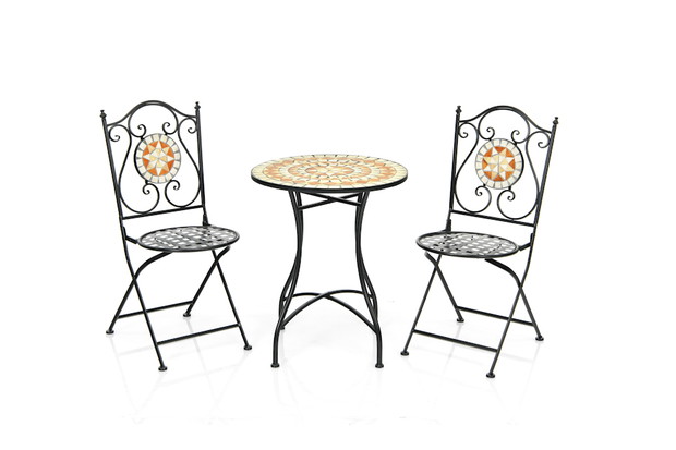 Okrągły stół ogrodowy i krzesła z mozaiką, Costway