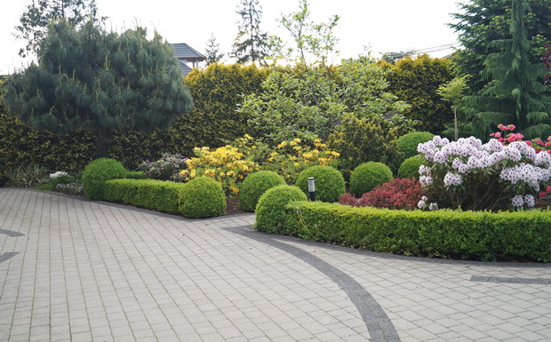 Ogród przed domem wiosną