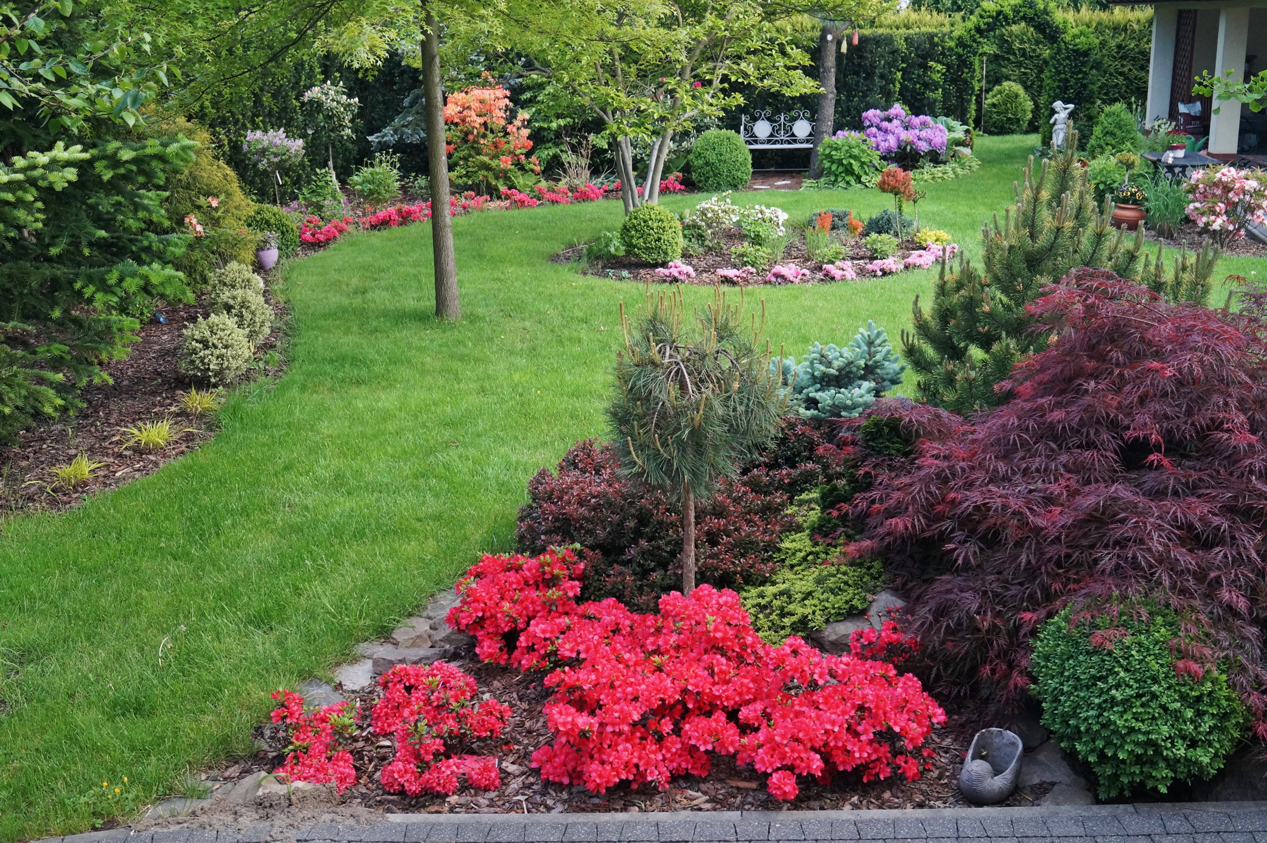 Ogród za domem wiosną