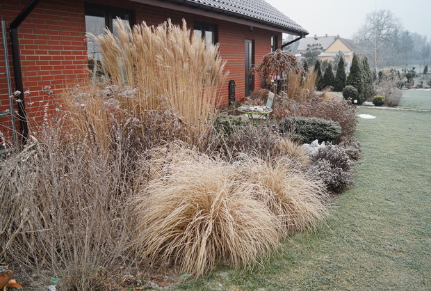 Rabata przy budynku zimą