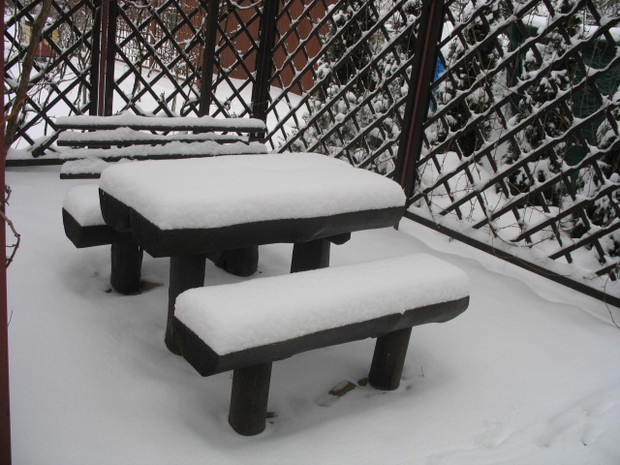 Kącik wypoczynkowy zimą