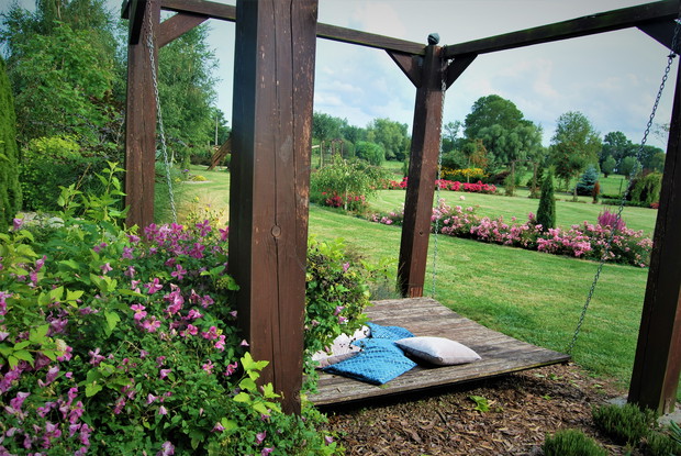 Widok na różaną rabate