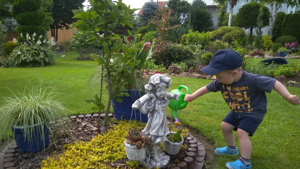 Ulubione zajęcie wnuka - podlewanie.