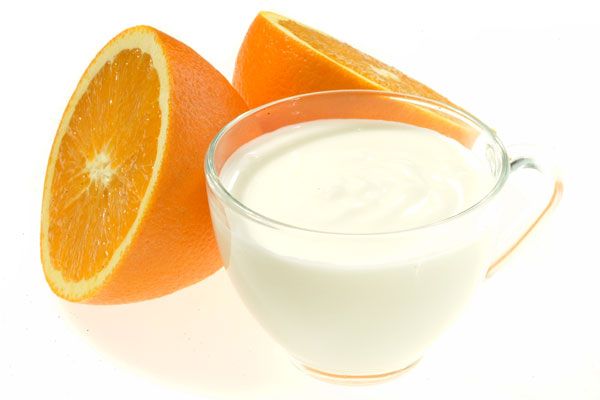 jogurt, pomarańcze