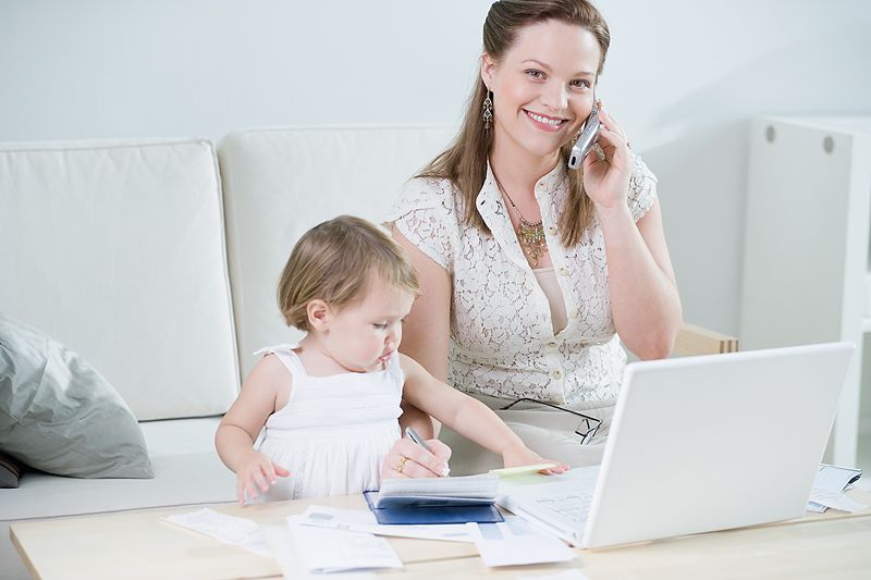 mama, niemwolę, praca, komputer, telefon