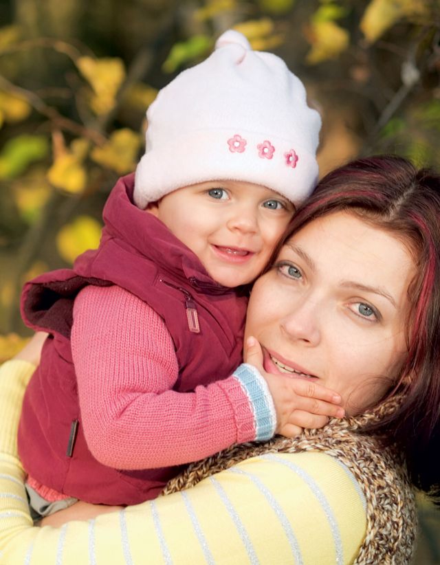 dziecko, mama, jesień