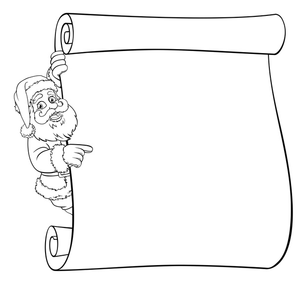 Santa Claus Christmas Scroll Cartoon Sign