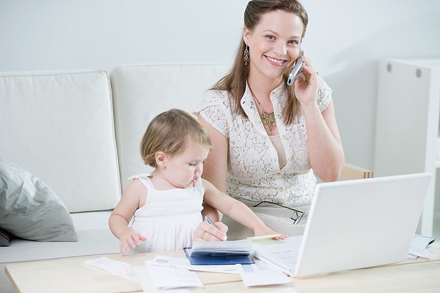 mama, niemwolę, praca, komputer, telefon
