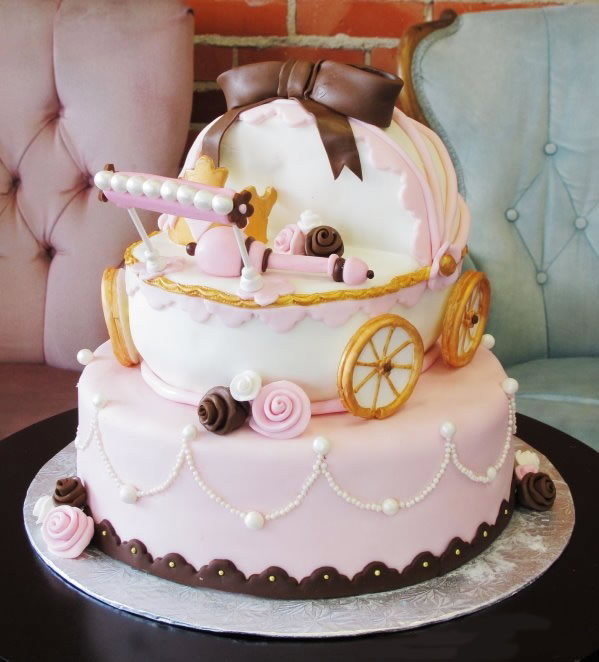 Tort wózek na baby shower