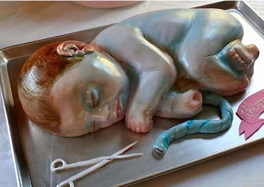 Przerażający tort na baby shower