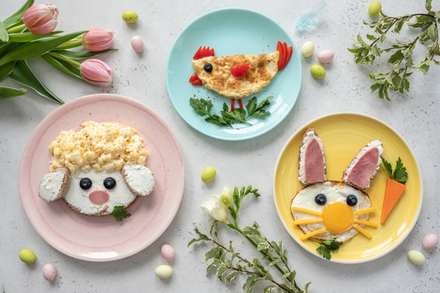Colorful Easter breakfast for kids