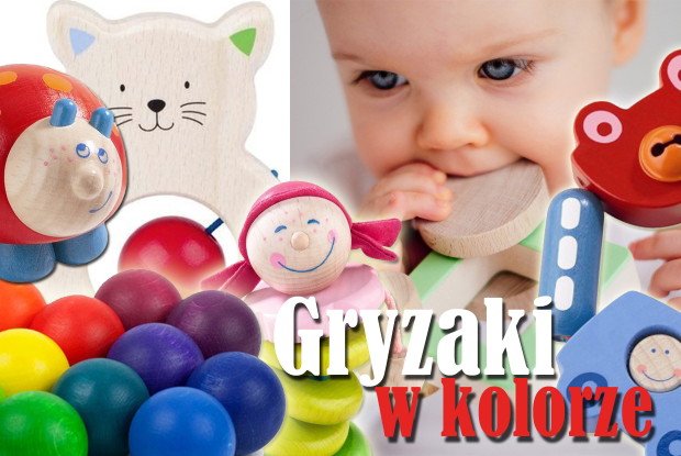 Drewniane gryzaki kolorowe dla niemowląt - wybierz dla maluszka