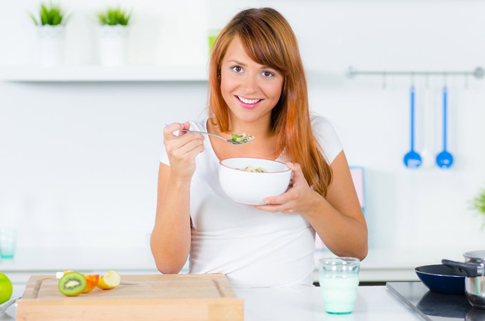 dieta, kobieta, śniadanie, muesli
