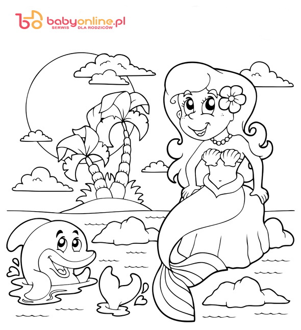 Coloring book ocean and mermaid 1