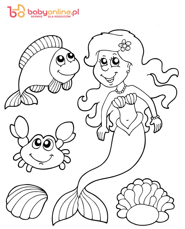 Coloring book with mermaid