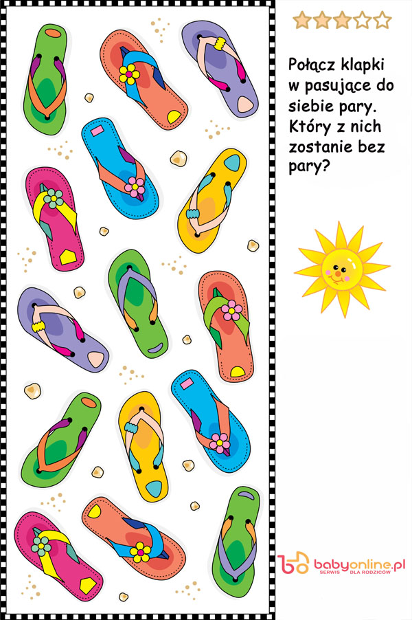 Colorful flip-flops visual logic puzzle