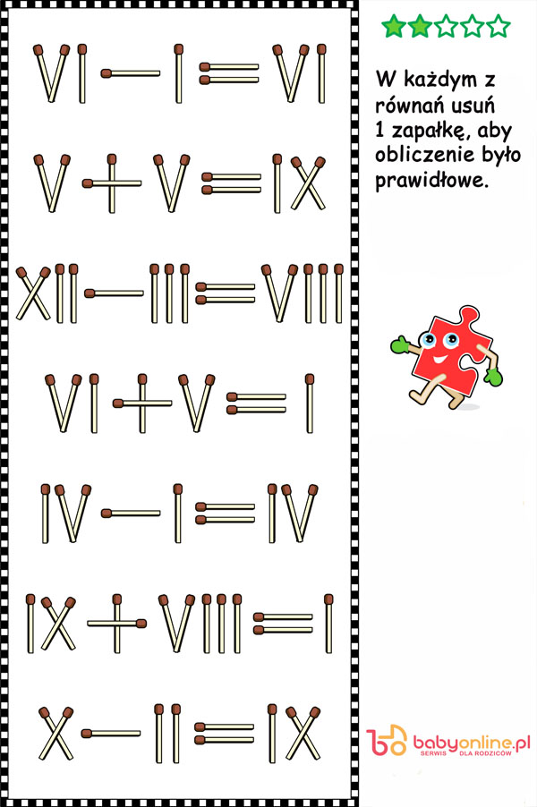 Visual math puzzle with roman numerals and matchsticks