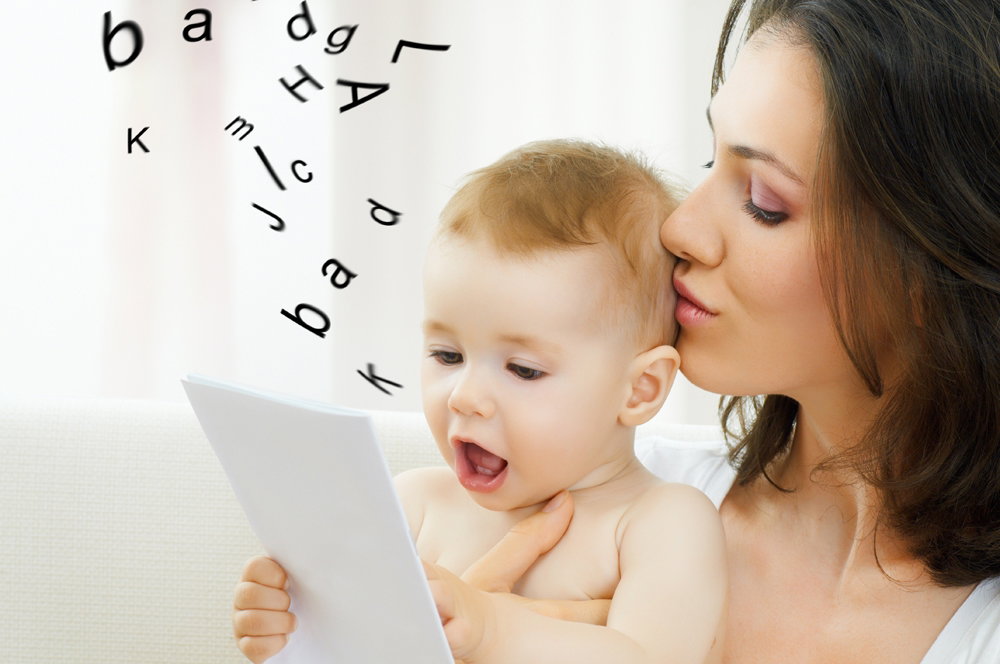 mama, dziecko, niemowlę, mowa, słowa, litery