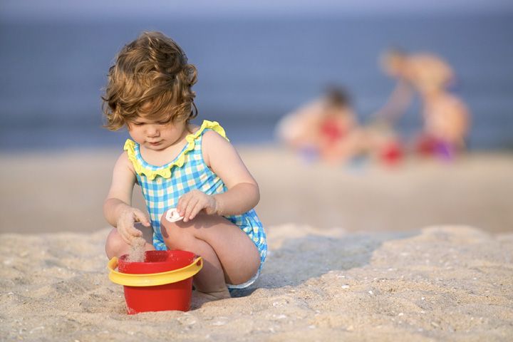 dziecko, plaża, morze, lato