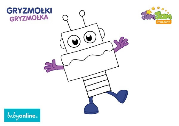 Kolorowanka do druku - robot. Gryzmołki z Gryzmołkiem